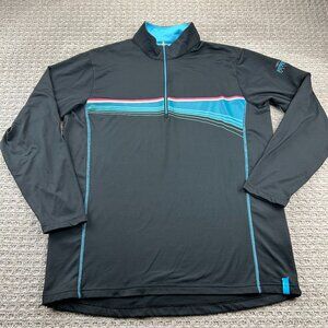 Slazenger Golf Shirt Men Extra Large XL Black Blue Pink Stripes Long Sleeve Polo